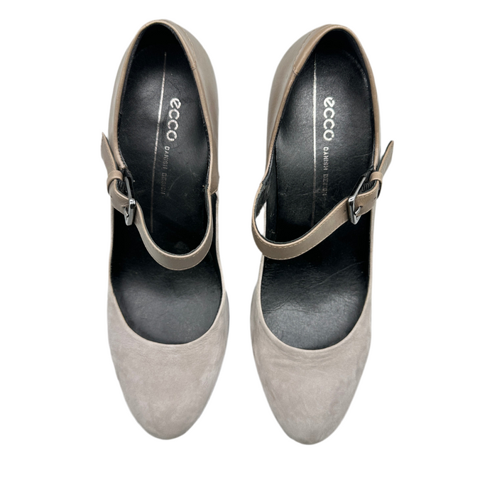 Ecco Danish Design Women’s Mary Jane Shoes, US 39, Gray Suede Leather with Heel