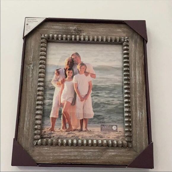 NEW  Beaded Graywash 8" X 10" Photo Frame