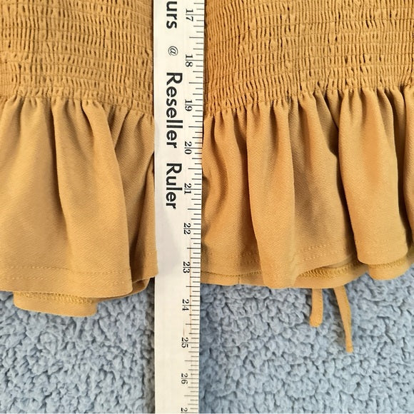 Pre - Loved Perch By Blue Pepper Women's Mustard Smocked Blouse Size 1XL