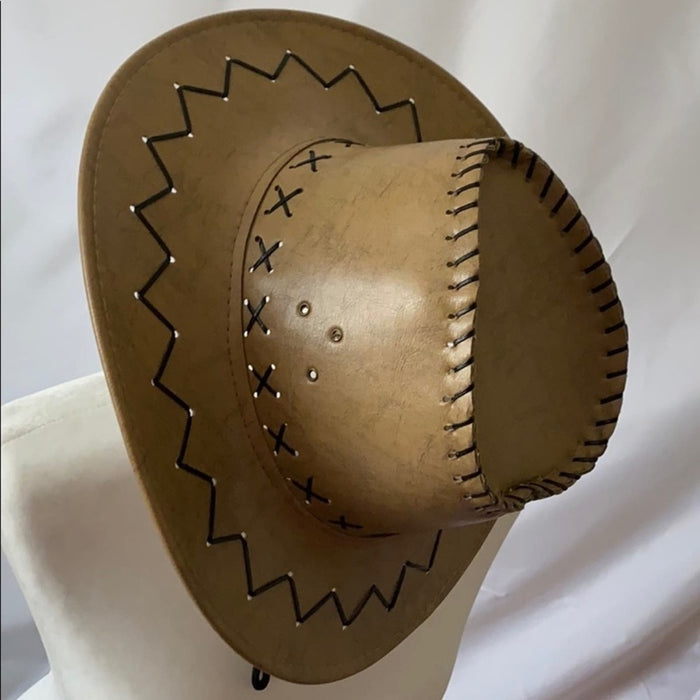 New Cowboy UNISEX Brown Brim Hat 3.5” Summer Sun Hats