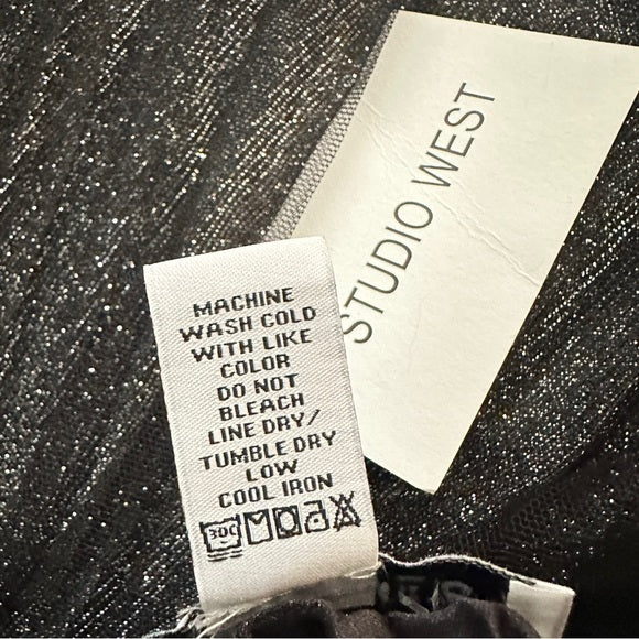 Studio West Metallic Sheer Overlay Dress – Size Large (NWT)