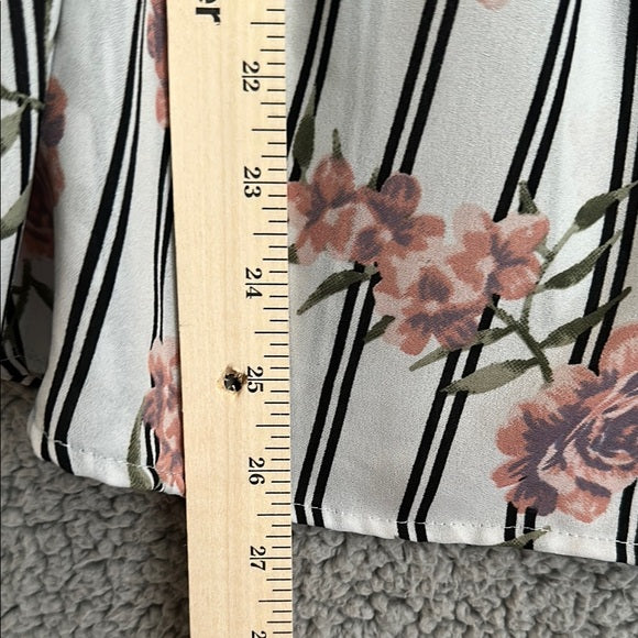 Pre - Loved Blush Floral Striped Ruffle Sleeve Blouse