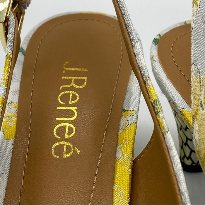 PanacheProse J Renee Mayetta Floral Print Slingback Pumps Shoes Size 7M NEW