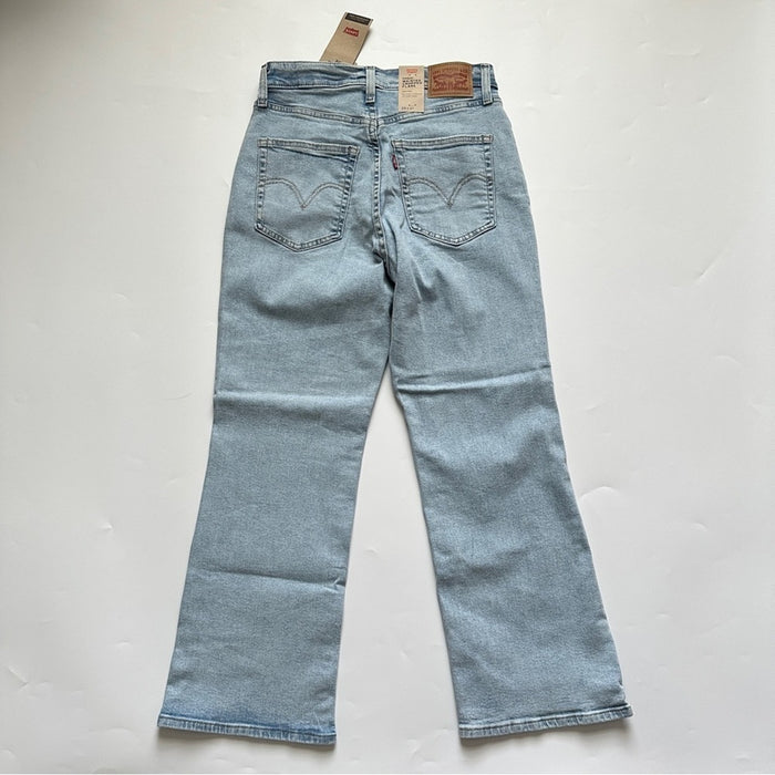 PanacheProse Levis High Waisted Cropped Flare Size 29 X 27 Women’s Logo Relaxed Blue Jeans