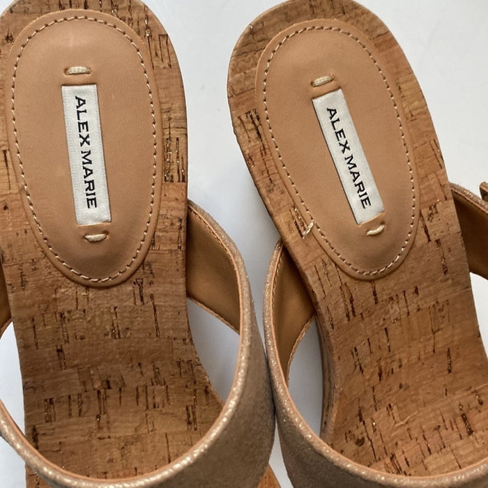 PanacheProse Alex Marie Size 9.5W lsdodore  Leather Banded Cork Women’s Wedges Shoes