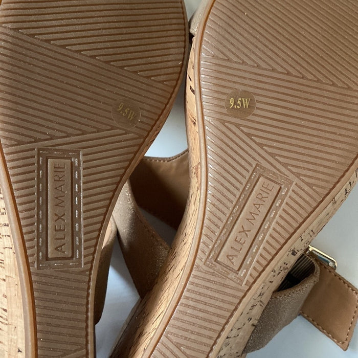 PanacheProse Alex Marie Size 9.5W lsdodore  Leather Banded Cork Women’s Wedges Shoes
