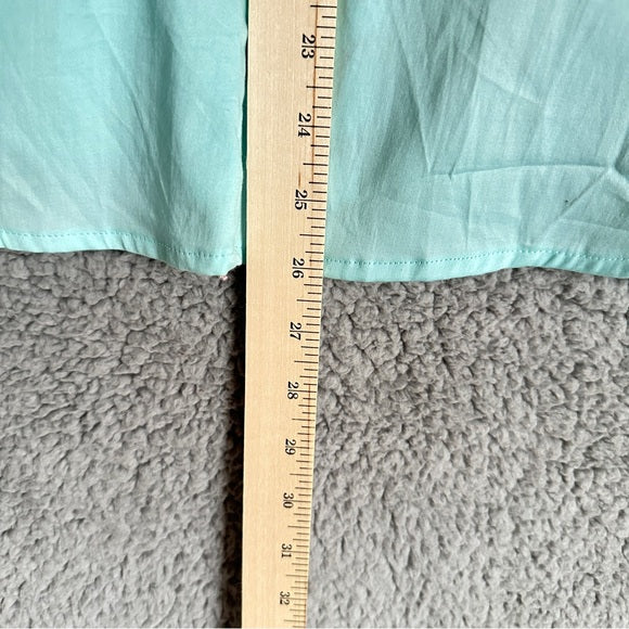 Pre - Loved New York & Company Aqua and Black Embroidered Women's Blouse