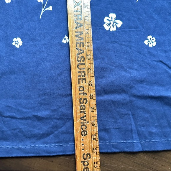 Kim Rogers  Soft Navy Floral Long Sleeve T-Shirt Women’s XL | 100% Cotton