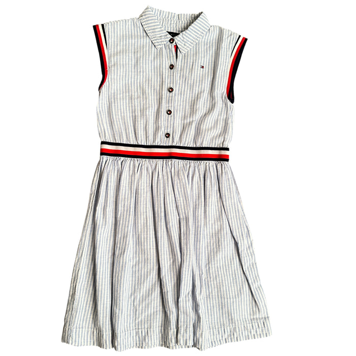 Tommy Hilfiger Girls  Linen & Cotton Sleeveless  Casual  Button Front Logo Dress