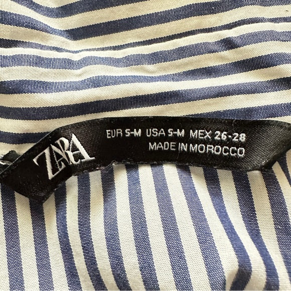 Pre - Loved Zara Women’s 100% Cotton Striped Button-Up Shirt