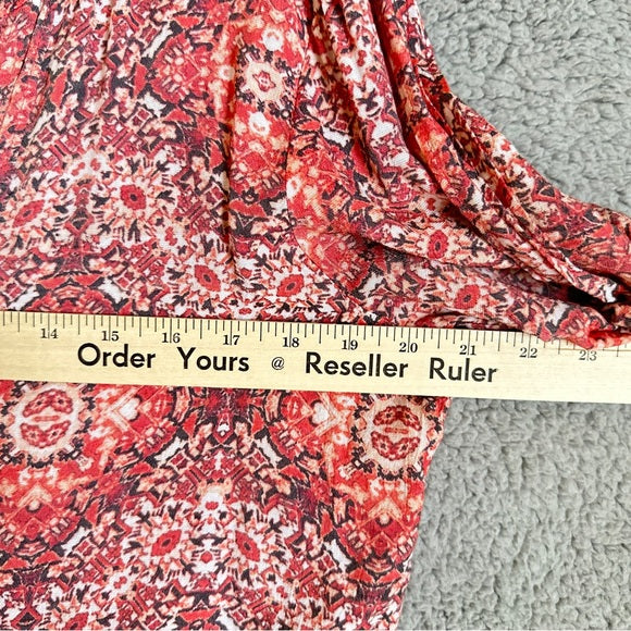 Pre - Loved Coral Bay Women’s V Neck Floral Red Women's Blouse Size XL