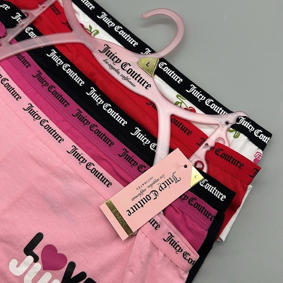 Juicy Couture Size L Women’s Logo 5 Packs Cute & Curve Underwear