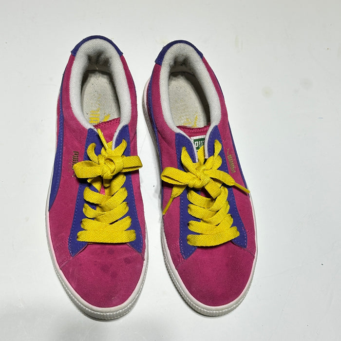 Pre - Loved Puma Pink and Yellow Suede Sneakers Size 5.5