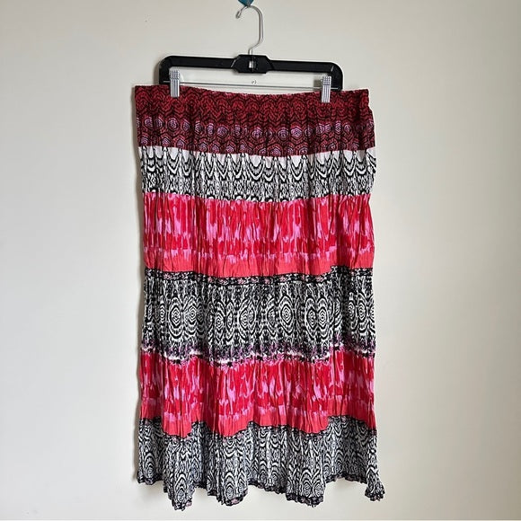 Kim Roger’s Women’s Cotton Multicolor MIDI  Elastic Waist Unlined Skirts