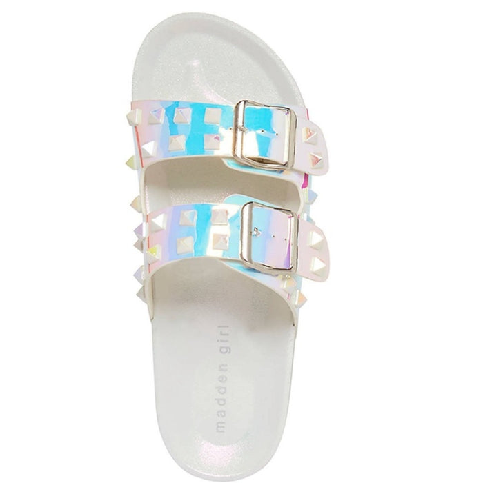 Brand New Madden Girl Women’s Adult Casual Teddy Stud Footbed Sandals Size 8M