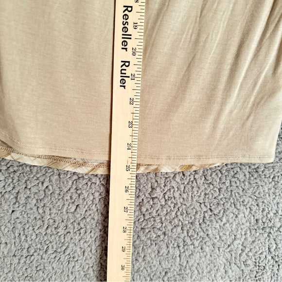 Pre - Loved Ann Taylor Women’s Cowl Neck Stylish Beige Patterned Blouse XS