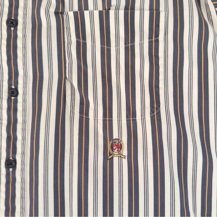 Pre - Loved Vintage Tommy Hilfiger Men’s 100% Cotton Collared Striped Long Sleeve Shirt XL