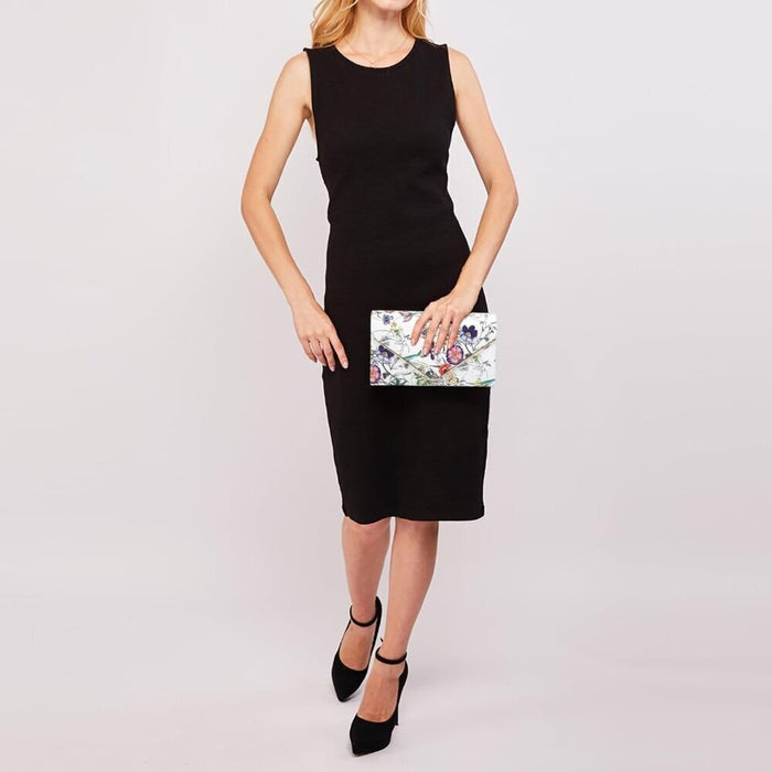 New Women White Faux Suede Formal Cocktail Clutch Bags