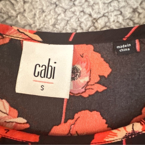 Cabi Floral Black and Red Women's Blouse Size Small
