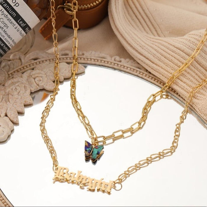 PanacheProse Boho Babygirl Necklace Double Layered Set
