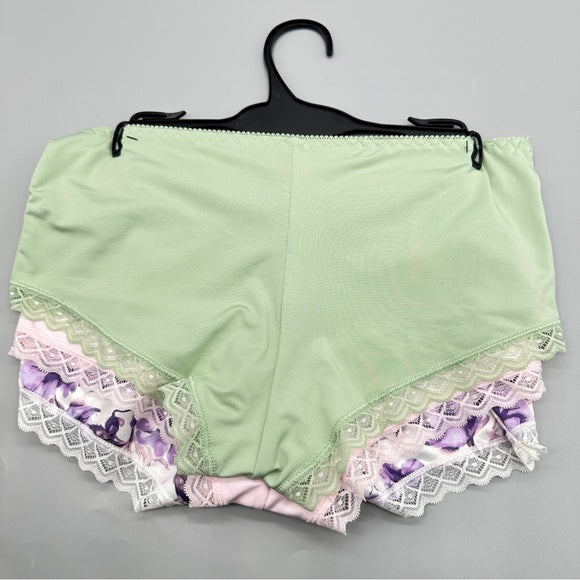 NWT Daisy Fuentes Purple and Pink Floral Lace Trim Panties Size XL
