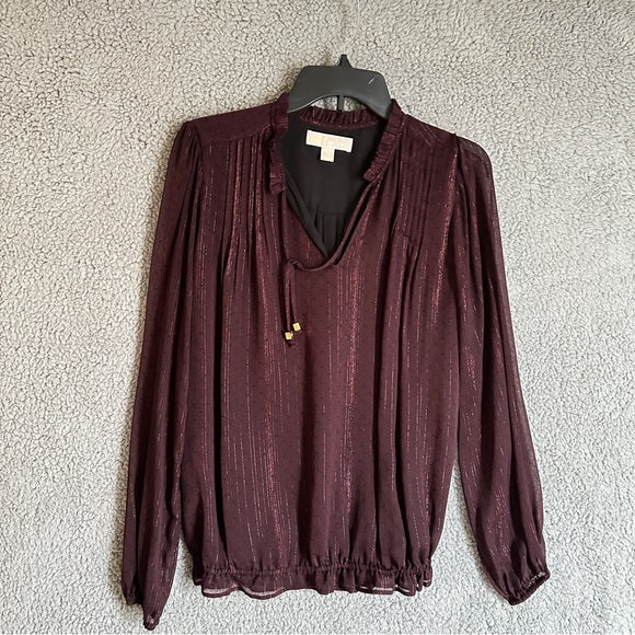 Pre - Loved Michael Michael Kors Elegant Burgundy Women's Blouse