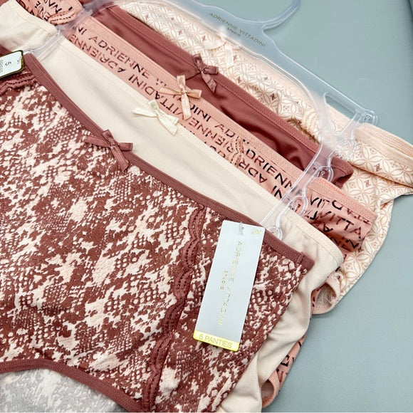 NWT 5 Set Adrienne Vittadini Women’s Size 2X  Brown and Cream Floral Panty Set