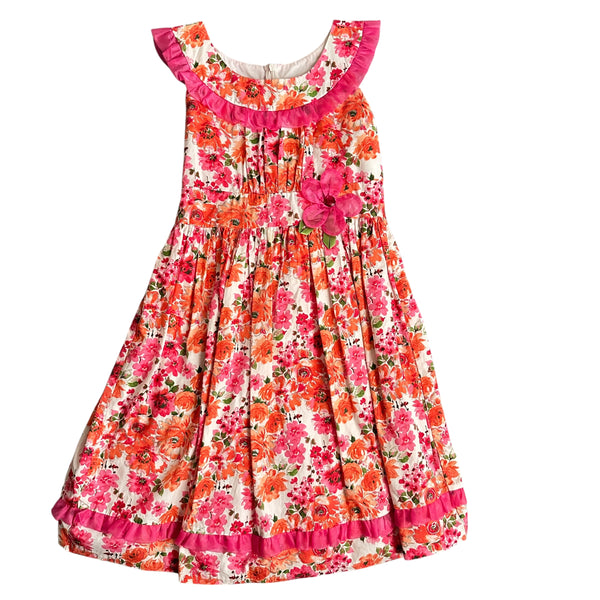 Bonnie Jean Girl Casual Sleeveless Bow Design Belted Lining Trim With Pink Dress