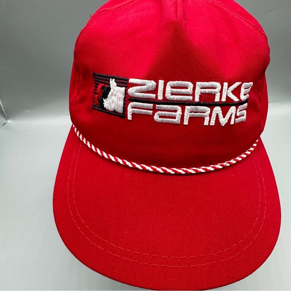 Pre - Loved Vintage Zierke Farms Rope Hat – Made in USA – Red Snapback Trucker Cap