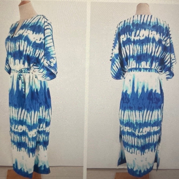 NEW Tie Dye Caftan Dress Swim Beach Coverup Maxi