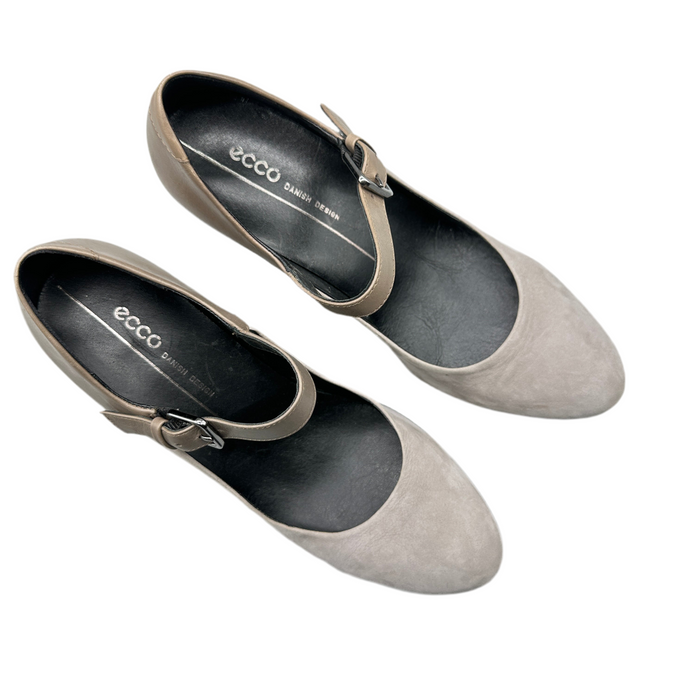Ecco Danish Design Women’s Mary Jane Shoes, US 39, Gray Suede Leather with Heel