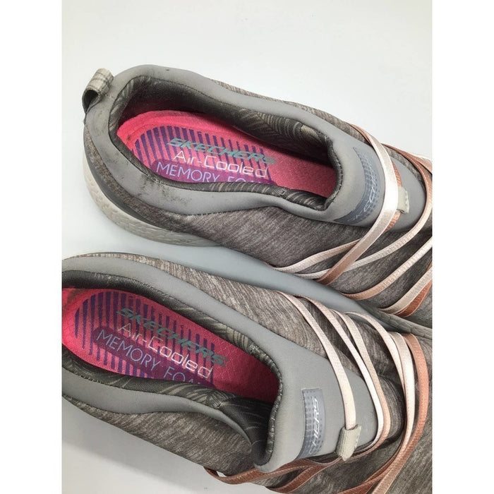 Pre - Loved Skechers Womens Low Ribbon Design Sneakers Shoes Gray Size 8
