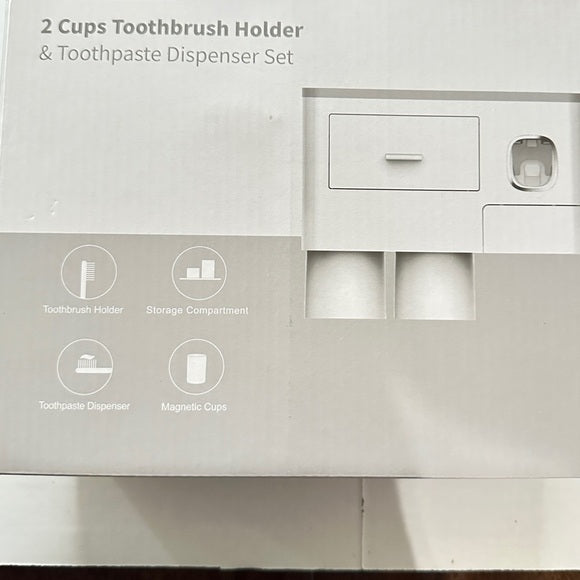 Set Wall-Mounted Toothbrush Holder with Toothpaste Dispenser –