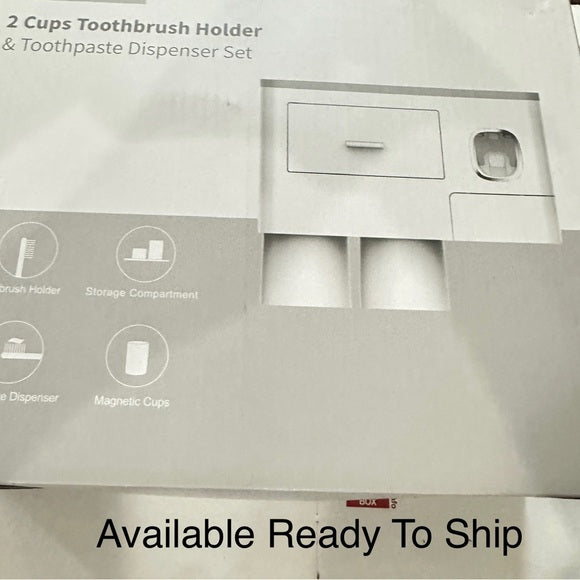Set Wall-Mounted Toothbrush Holder with Toothpaste Dispenser –