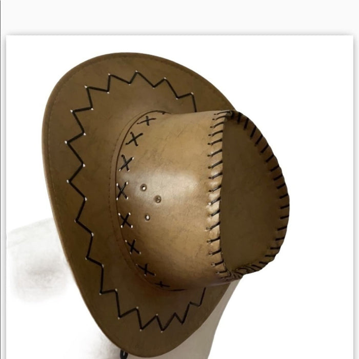 New Cowboy UNISEX Brown Brim Hat 3.5” Summer Sun Hats
