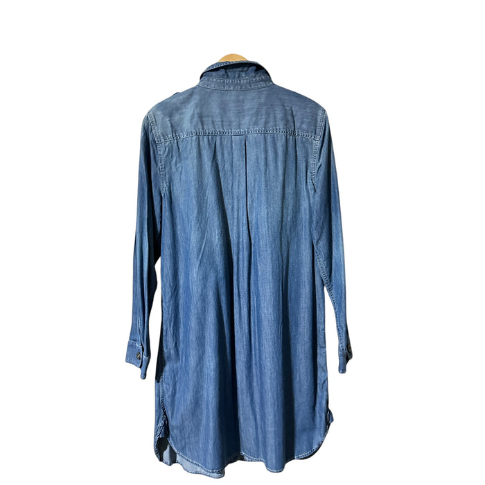 Pre - Loved Vince Camino Women’s Size L Blue Denim Long Sleeve Button Front Shirt Dress