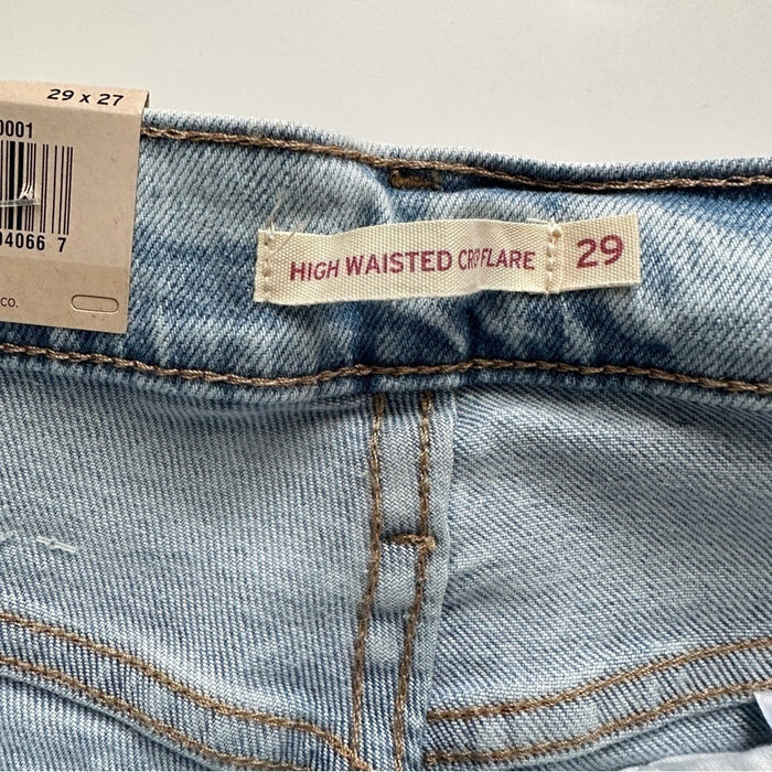 PanacheProse Levis High Waisted Cropped Flare Size 29 X 27 Women’s Logo Relaxed Blue Jeans