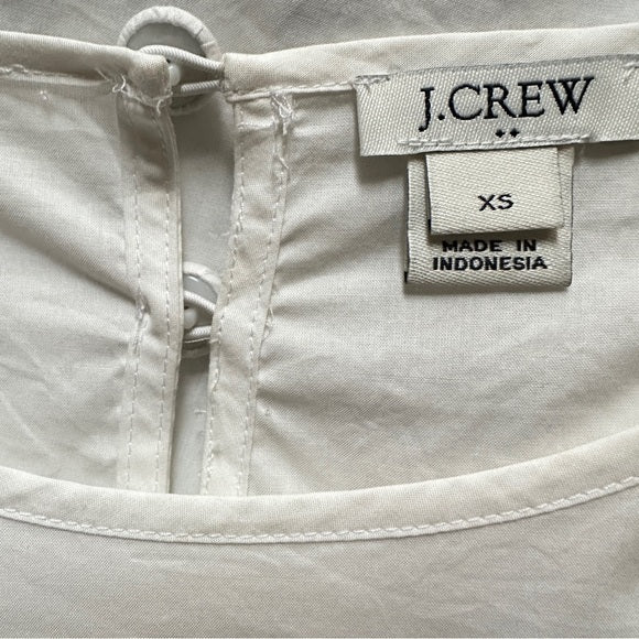 Pre - Loved J. Crew 100% Cotton White Women's Blouse with Black Accents