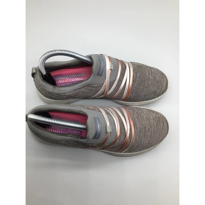 Pre - Loved Skechers Womens Low Ribbon Design Sneakers Shoes Gray Size 8