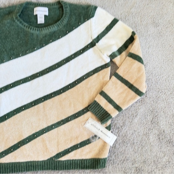 Alfred Dunne Women’s Beaded Diagonal 
Sweater Neck Colorblock Sweater Size S