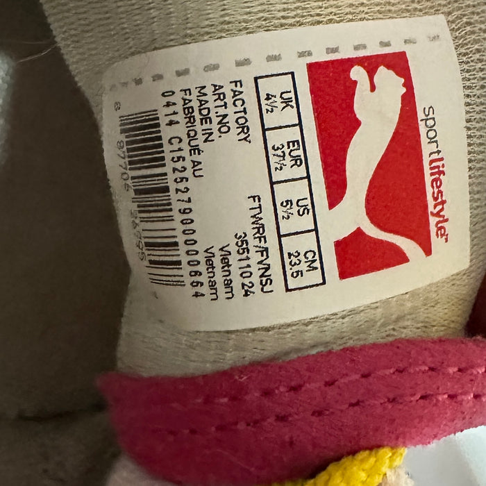 Pre - Loved Puma Pink and Yellow Suede Sneakers Size 5.5