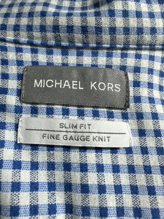Pre - Loved Michael Kors Slim Fit Blue & White Gingham Button-Down Shirt – Size L