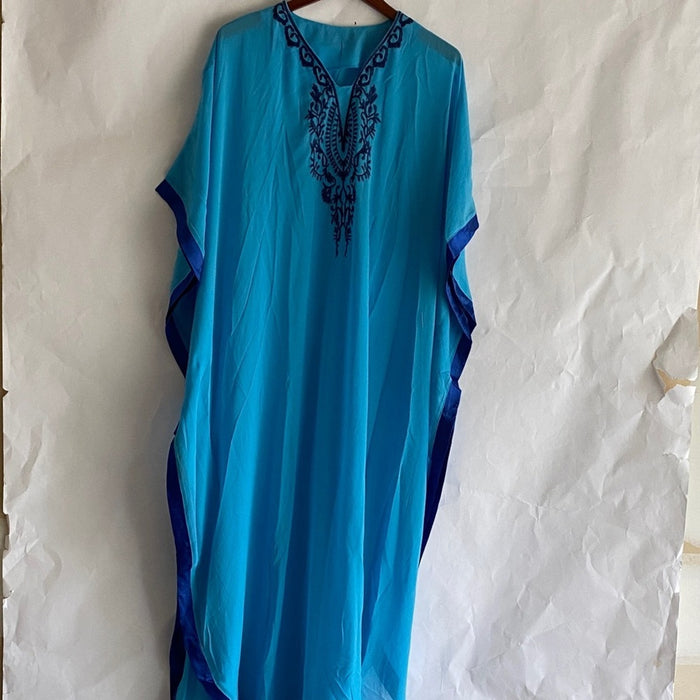 NEW Embroidery Ocean Caftan Coverup Maxi Dress ⭐️⭐️⭐️⭐️⭐️Ship Today