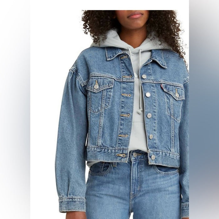 PanacheProse Levi’s Women’s Trucker Jacket with Pleated Sleeves - Size Large