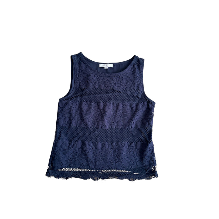 Loft Women’s Size S Lace Insert Casual Sleeveless Crew Neck Blouse