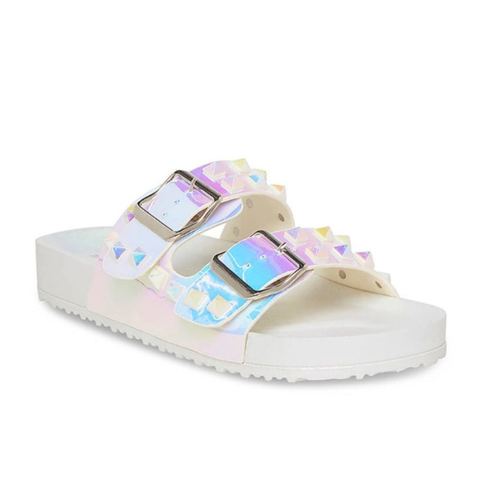 Brand New Madden Girl Women’s Adult Casual Teddy Stud Footbed Sandals Size 8M