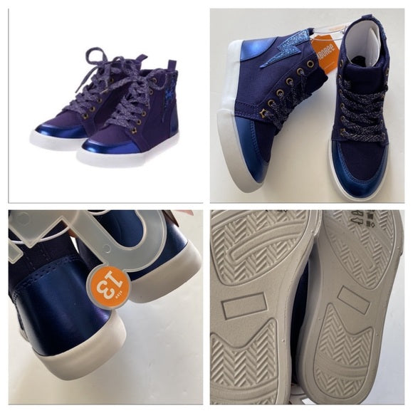 Brand New Gymboree Cosmic Club Blue  High Sneakers  Boys Size 13.