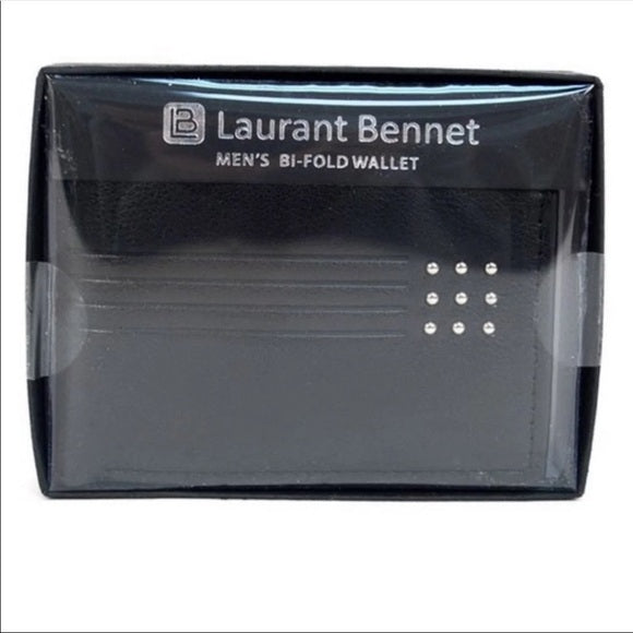 NWT Bifold Stud Men’s Leather Wallet (Black)