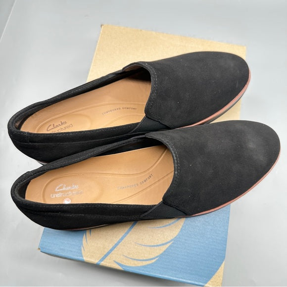 Clarks Shaylin Ave Black Suede Slip-Ons – Women’s Size 10.5 M New