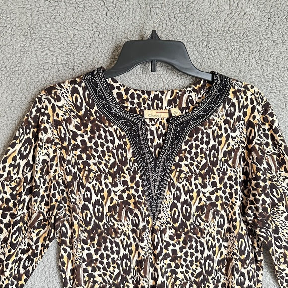 Pre - Loved Choices Leopard Print with Black Trim Women’s Blouse